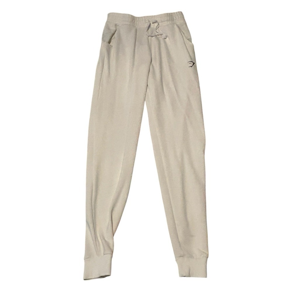 Gymshark White Joggers Men's Size Small Athletic Tapered Fit Sweatpants Unisex - Picture 4 of 5